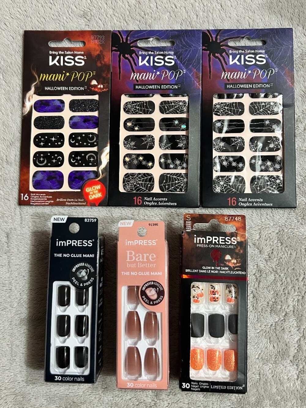 KISS & imPRESS Halloween Press-On Nails & Mani POP Decals Lot of 6